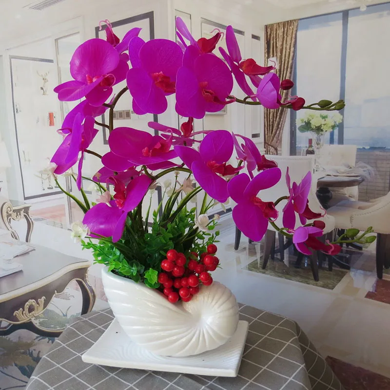 

The art of love: Phalaenopsis imitation flower set orchid potted living room table ornaments indoor decoration flowers