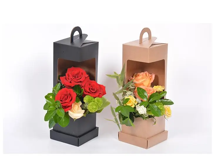 

30pcs Flowers Packaging Gift Boxes Floral Gift Bag Lighthouse Design Folding Floral Packing Box Black/Brown SN3025