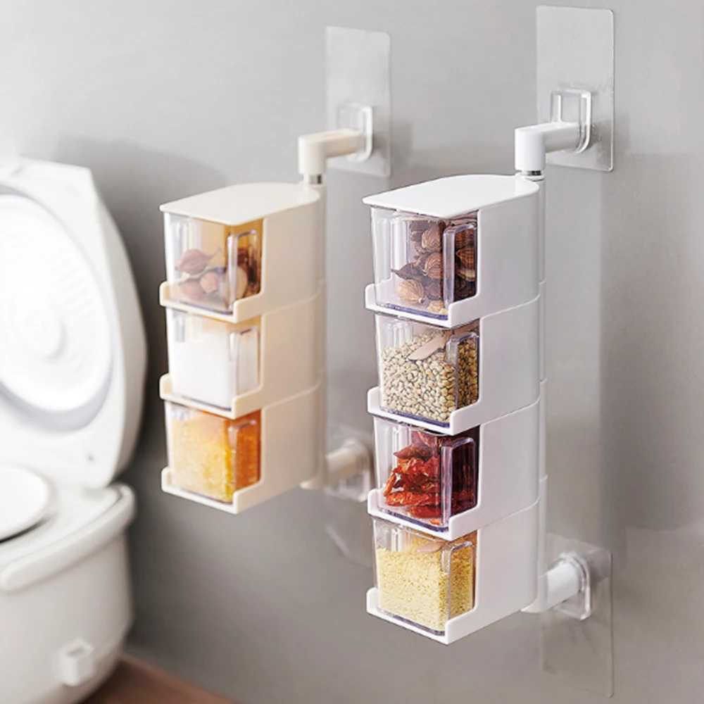 

Multi-Tier 360 Rotating Degree Kitchen Hanging Rotatable Seasoning Box Multi Layer Drawer Type Seasoning Box Kitchen Accessories