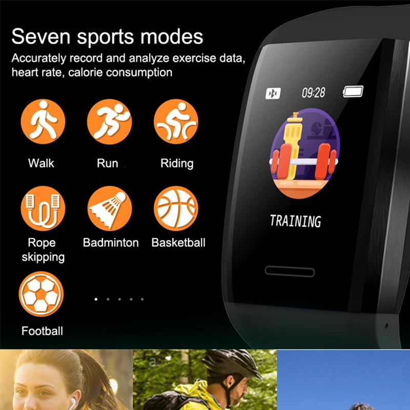 Часы фитнес-трекер smartband Монитор артериального давления smartwatch pulseira Интеллектуальный умный часы спортивный смарт-браслет pk q6s Часы фитнес-трекер smartband smartwatch pulseira inteligente cicret браслет re