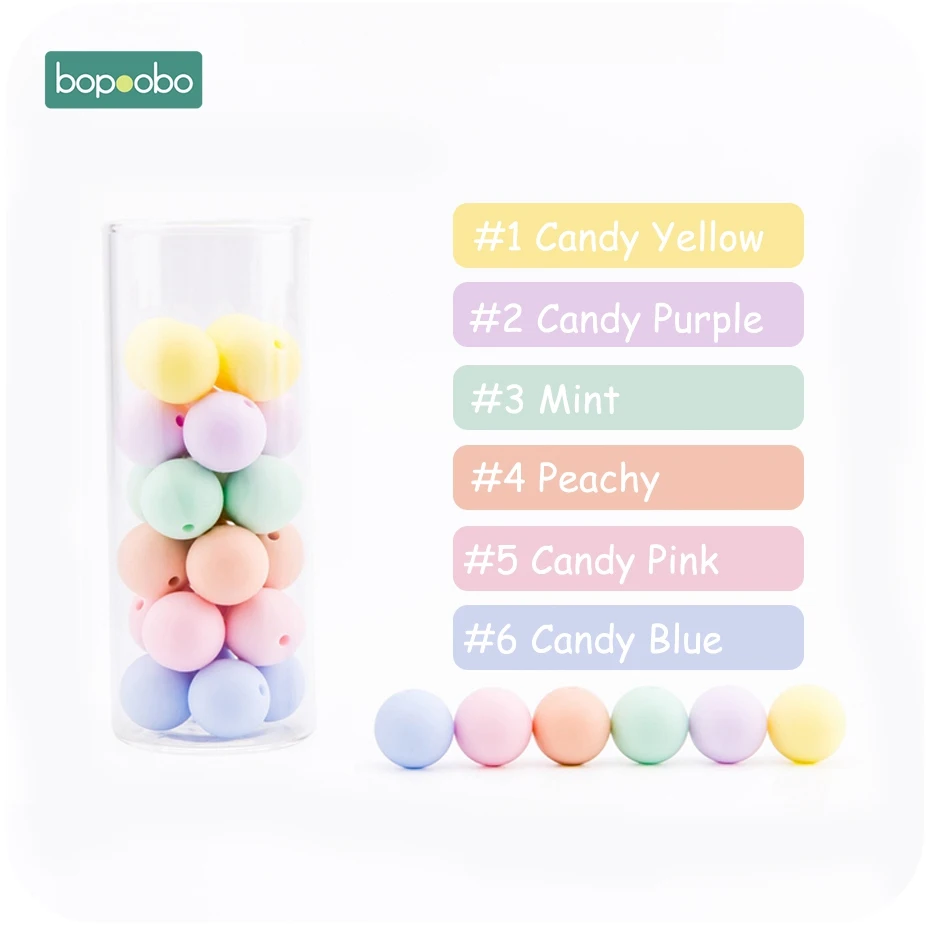 Candy Color Bopoobo 500 шт Силиконовые бусины 12 мм Жемчуг силиконовые пищевые Детские Прорезыватели для зубов DIY кормящих браслет кулон грызунов детский Прорезыватель - Цвет: Candy Color