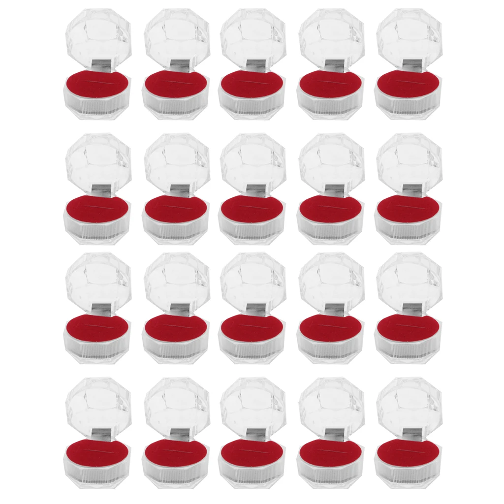 20 Pieces Acrylic Ring Earrings Jewelry Storage Box Display Holder Gift Case