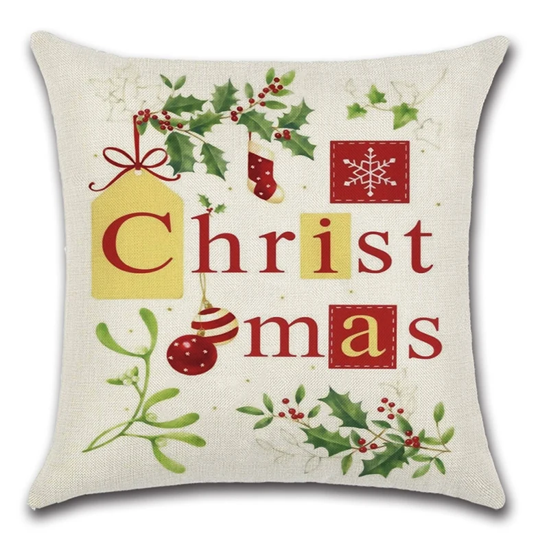 Christmas Series Linen Throw Pillowcase Decorative Cushion Cover Pillowcase Square Christmas Home Decorations