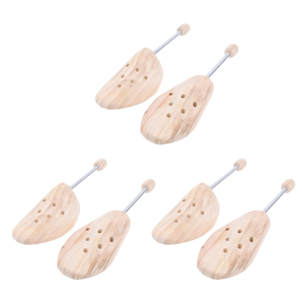 3 Pair Coil Spring Shoe Shapers Stretcher Cedar Wood Shoe Tree Unisex Medium