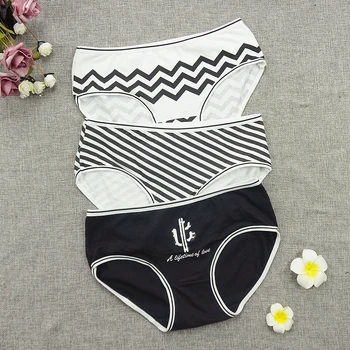 

Cotton Women's Briefs Panties Cartoon Panty Style Stripe Letter Sexy Kawaii Underwear Breathable Intimates Ladies Underpants