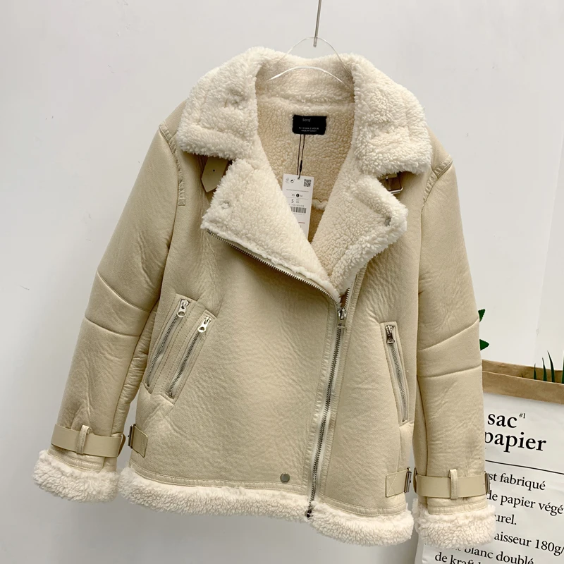 ZOEPO пальто из искусственного меха, женские модные зимние толстые куртки с отложным воротником, женские элегантные пальто на молнии с длинным рукавом, женские пальто KF