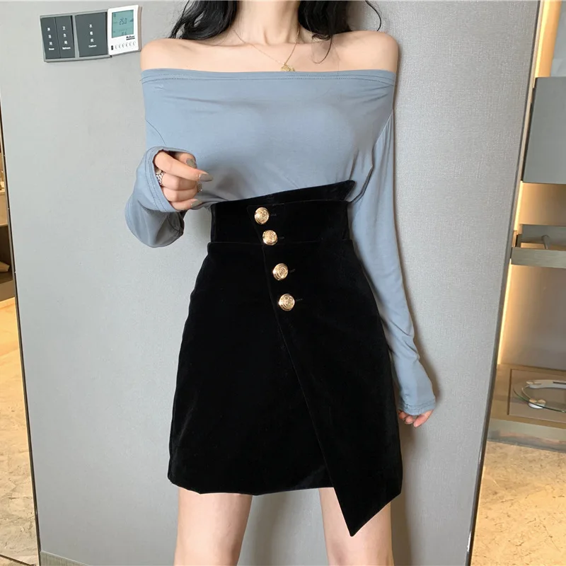 

Sense of Design Irregular Skirt Women's 2019 Autumn And Winter New Style Western Style Button A- line Short Skirt High-waisted B