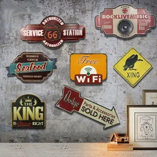 Винтажные оловянные вывески металлическая доска ретро Американский специальный оттенок дорога изношенный мотель ужин газ масло автомобиль чердак гараж Signpost Настенный декор