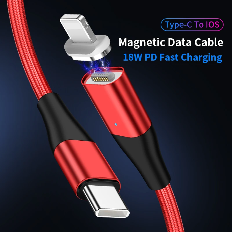 

M13 new design Magnetic fast charging data cables TYPE-C to lightnin PD 18W fast charge for Apple iphone 8/X/11