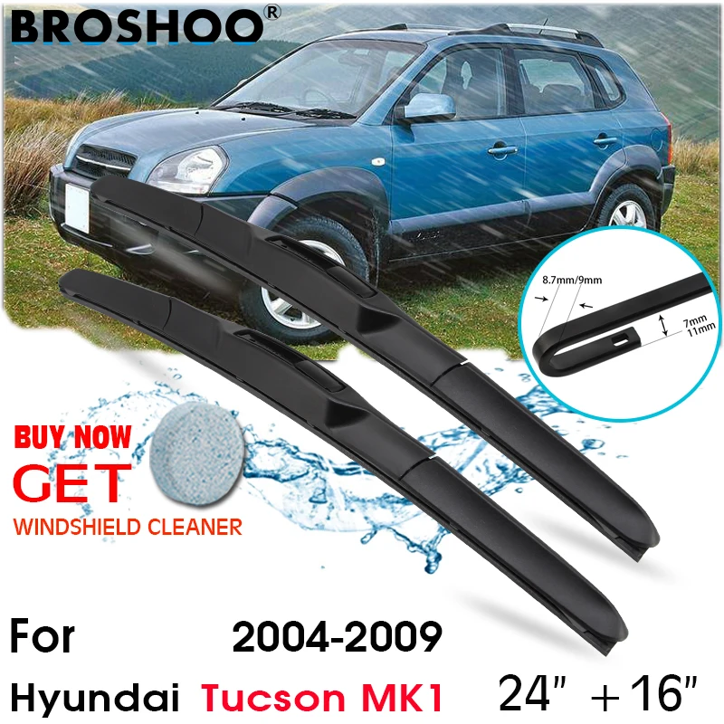 

Car Wiper Blade Front Window Windscreen Windshield Wiper Blades J hook Auto Accessories For Hyundai Tucson MK1 24"+16" 2004-2009