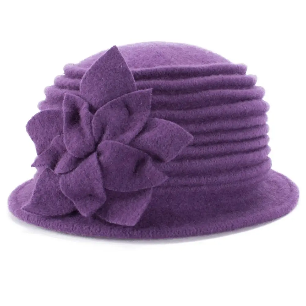 Purple Lawliet женские 1920s Вид шерсть Берет Beanie Cloche ведро зимняя шапка A543 - Цвет: Purple