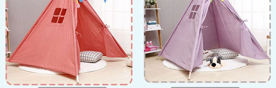 Портативная детская палатка из хлопка и парусины, детская палатка для девочек, игровой домик Wigwam, игровой домик Индии треуготреугольные палатки, декор для комнаты
