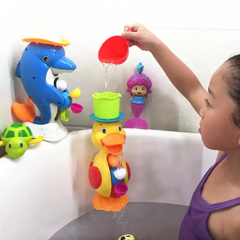 Kids Shower Bath Toys Cute Duck Waterwheel Dolphin Toys Baby Faucet Bathing Water Spraying Tool Wheel Type Dabbling Toy No Box Bath Toy Aliexpress
