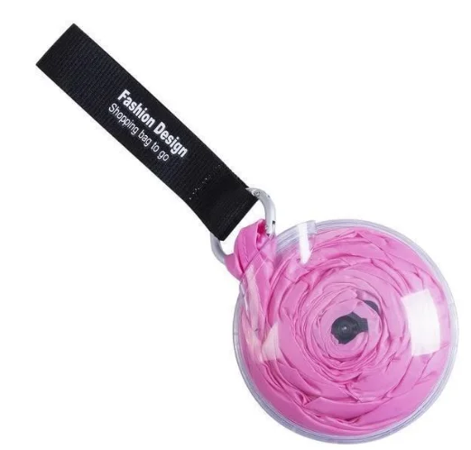 K-STAR Large Capacity Folding  Storage Bags Portable Shopping Storage Bag Eco-friendly Reusable Folding Women Handle Bag Pink