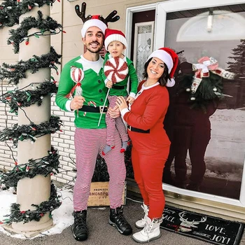 

NIBESSER Family Christmas Pajamas Family Matchig Clothes X-mas Pjs Family Look Sleepwear Mother Father Kids Nightwear Outfits