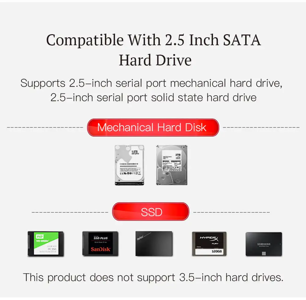 Hannord 2,5 дюймов HDD чехол USB 3,0 адаптер HDD USB чехол портативный внешний жесткий диск Корпус SATA 3 для SSD Поддержка 2 ТБ UASP