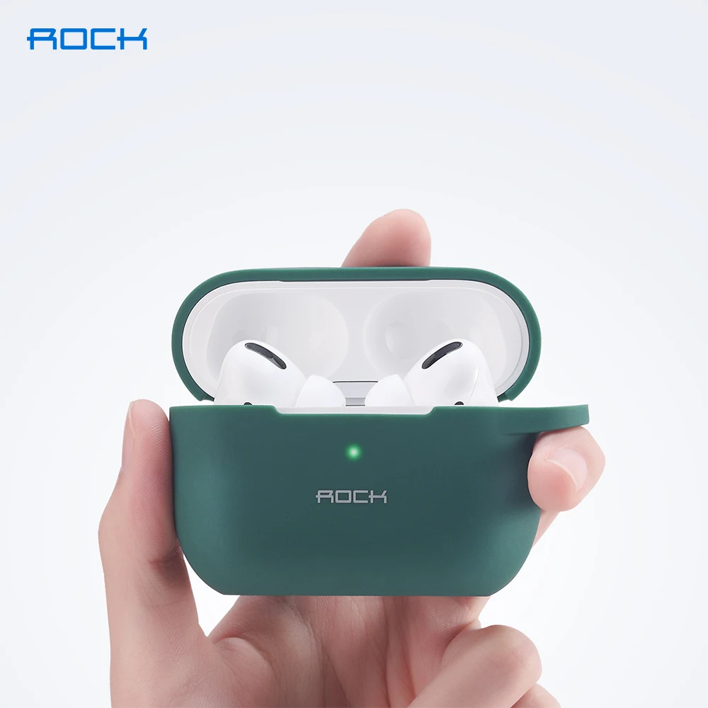 

ROCK Liquid Soft Silicone Case For Airpods Pro Protective Cover Luxury Wireless Bluetooth Earphone Case for Airpod Pro 3 Green