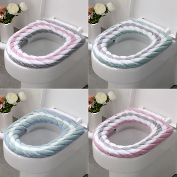 

1Pc Winter Soft Warm Toilet Seat Cover Home Washable Elastic Closestool Mat Bathroom Supplies
