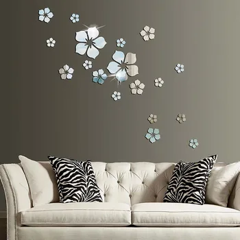 

EWAYS 3D Acrylic Mirror Wall Sticker Creative Mirrors Stickers Living Room Background Home Self-adhesive decorative stickers