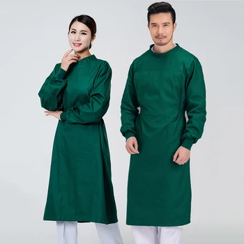 

Long Sleeve Medical Suit Lab Coats Man Solid Green Hospital Scrub Uniform Surgical Gown Doctor Operating Slim Work Wear