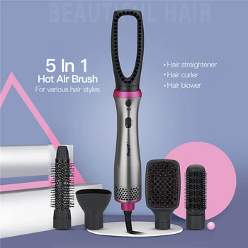 

CkeyiN 5 In 1 Multifunctional Electri Hair Dryer Hot Air Blower Brush Comb Volumizer Professional Hair Straightener Curling Iron