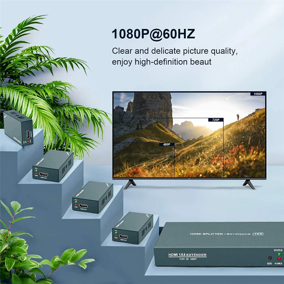 divisor estender 1080p hdmi cat5e cat6 extensor