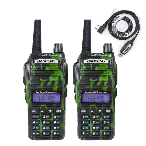 2 шт./лот BaoFeng UV-82 рация 136-174 МГц и 400-520 МГц двухстороннее радио UV82 FM приемопередатчик - Цвет: Camo-2pcs-USB