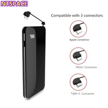 10000mAh lcd цифровой дисплей Беспроводное зарядное устройство для huawei/Xiaomi портативное зарядное устройство для iPhone/samsung Внешнее зарядное устройство