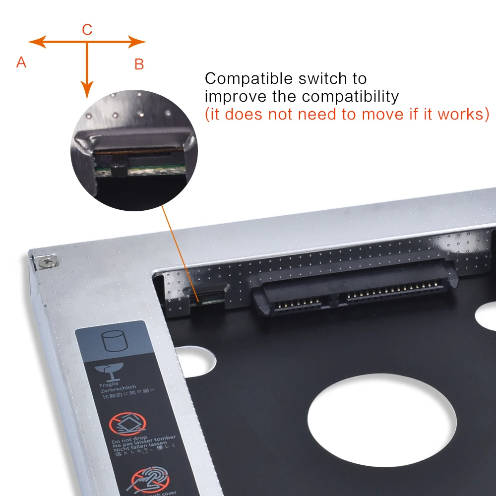 Tishric Универсальный алюминиевый 9,5 мм SATA 3,0 HDD Caddy с светодиодный адаптер DVD HDD корпус жесткого диска Optibay для ноутбука DVD-ROM ODD