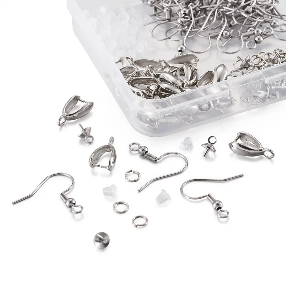 1 коробка из нержавеющей стали крючки для сережек пластиковые гайки ушей ледяные