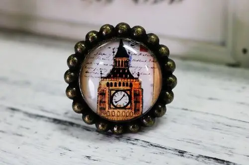 Clock tower Мебель шкафчик для спальни шкаф Европейская кристальная ручка, винтажный штамп живопись винный шкаф обувной шкаф, дверная ручка с одним отверстием - Цвет: Clock tower