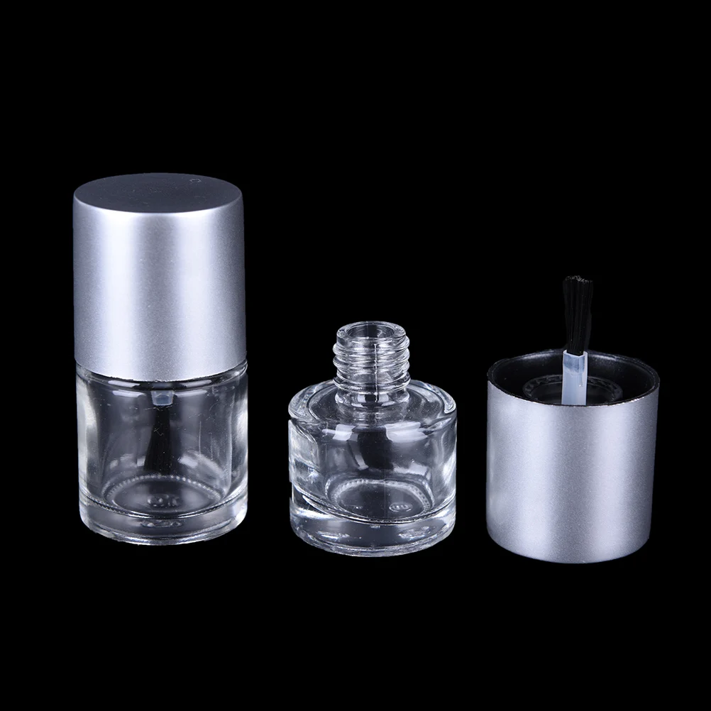 

5/8/10ml Empty Transparent Nail Glass Bottles With Brush Cosmetic Container Glass Nail Polish Bottle Jars Empty With A Lid Brush