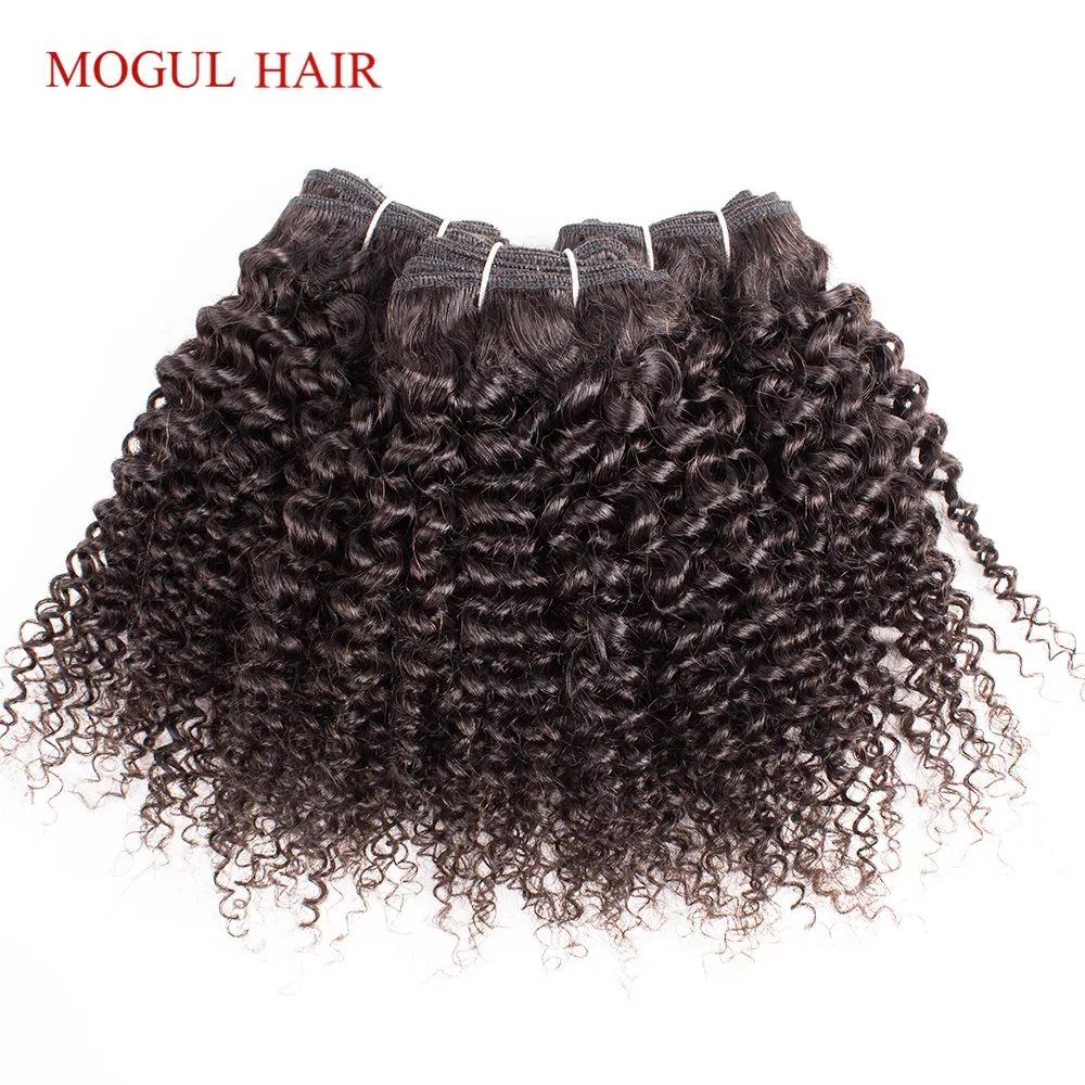 MOGUL волосы 4/6 пучки 50 г/шт. бразильские кудрявые вьющиеся натуральные цвета могут быть окрашены Remy человеческие волосы 10 12 дюймов короткий Боб Стиль