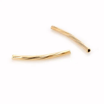 

20PCS 19MM inside 1MM 24K Champagne Gold Color Brass Bracelets Arcuated Twisted Tube Diy Jewelry Findings Accessories