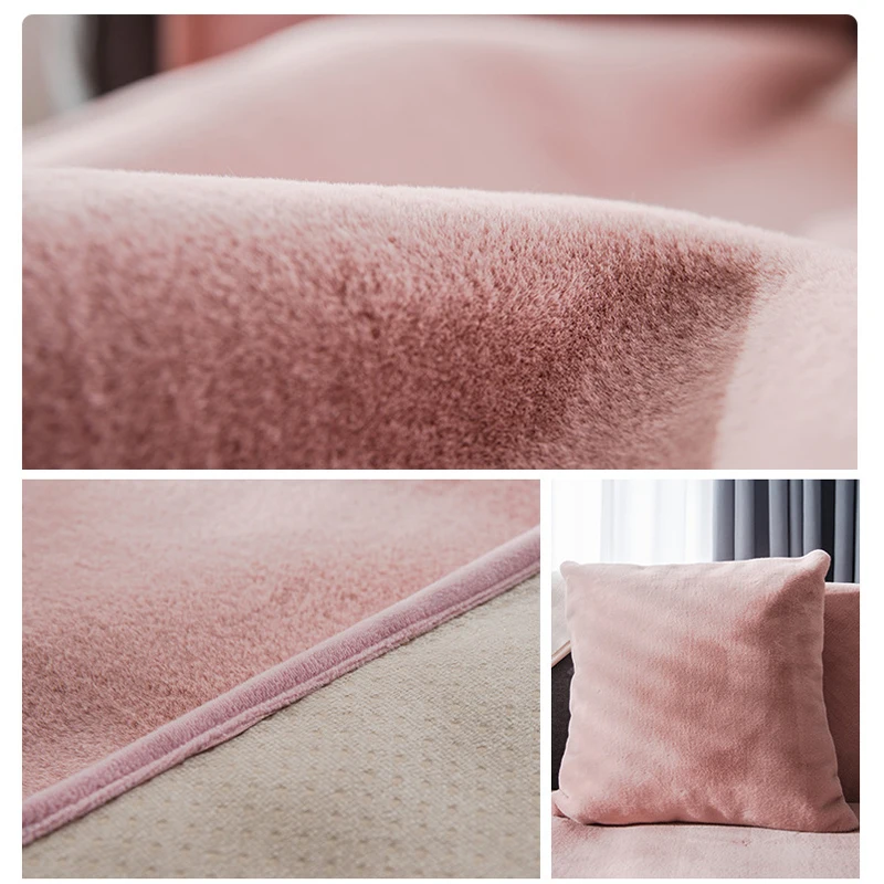 Real Rabbit Fur Sofa Cover L Shape Velvet Sectional Slipcover For