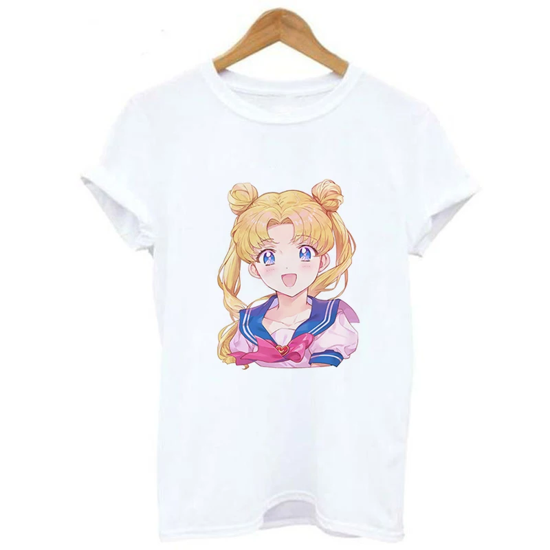 Harajuku Sailor Moon T Shirt New Fashion Pattern Streetwear Tops Loose Short Sleeve Women Tshirt Kawaii Print Couple Clothes