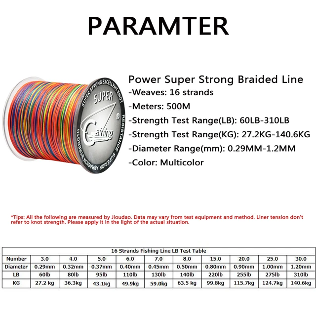 Gaining MultiColor Braided Fishing Line 16 Strands 300m 500m 1000m 1500m Super  Strong Japan Multifilament Fishing