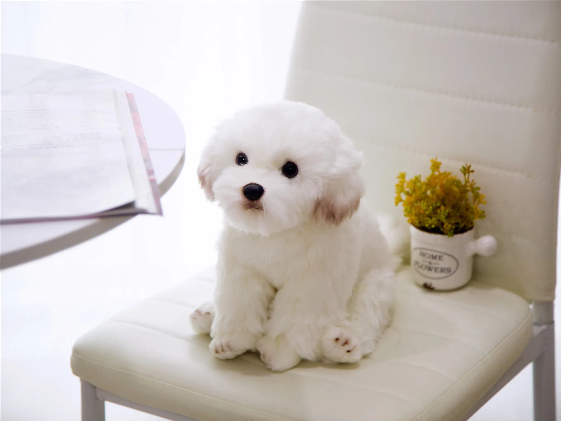 Like Real Plush Dogs Stuffed Fuzzy Baby Doggys Sitting Mastiff Wolf Maltese Dogs Props Decor Plushie Home Office 26cm