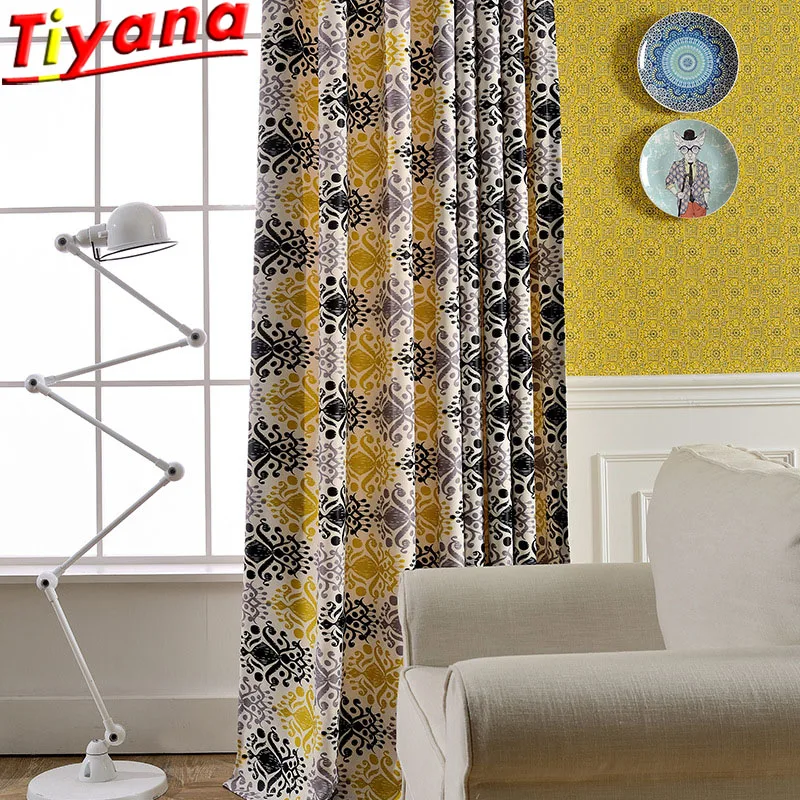 Альтернативные Затемняющая штора с рисунком ткань гостиная желтая ткань с европейскими шторы с рисунком для Спальня WP408#40