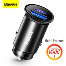 Baseus Metall Schnell Ladung USB Auto Ladegerät Für iPhone Xiaomi Huawei QC 4,0 QC 3,0 VOOC Auto Typ C PD schnelle Auto Handy Ladegerät