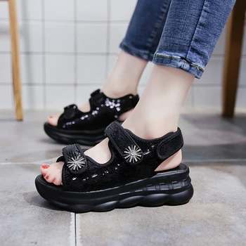 

Summer Women Outdoor Platform Sandals Training Students Block Heel Walking Shoes Brand Black Beach Woman Girls Sandals