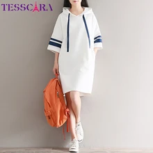 TESSCARA женское платье на весну и лето с капюшоном женские повседневные толстовки и свитшоты vestidos Femme корейский свитер Сарафан