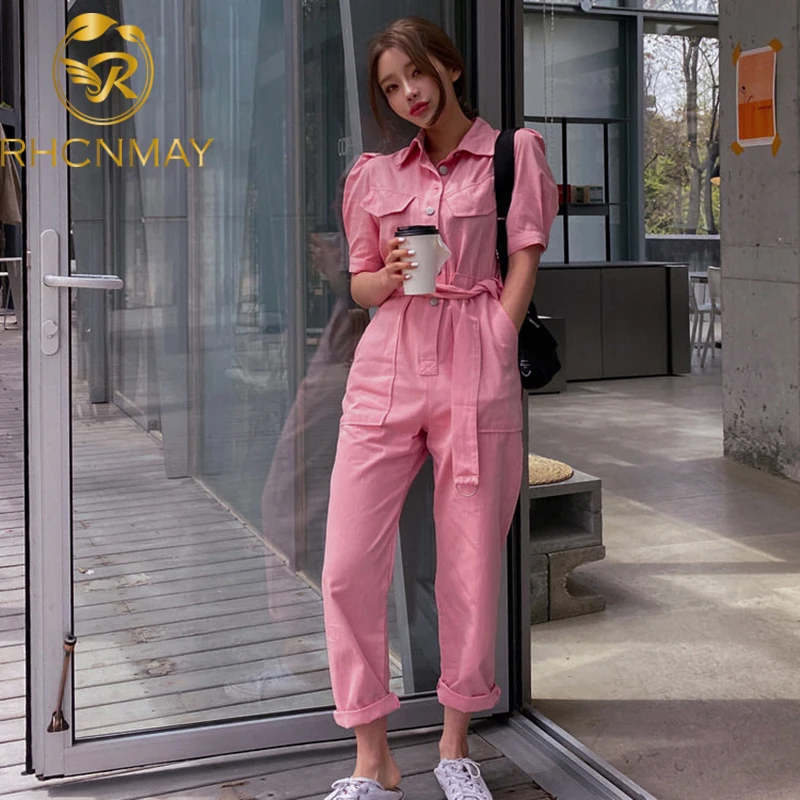 Pink work jumpsuit Clearance
