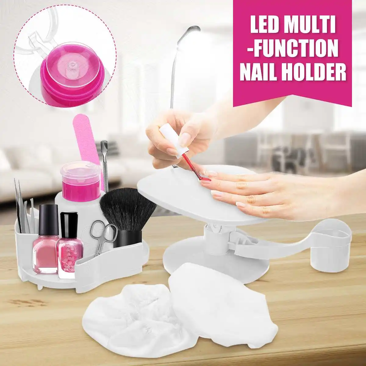 

Multifunctional Home LED Nail Polish Manicure Pedicure Tools Storage Holder Pedicure Stand Tools Nail Art Plastic Container