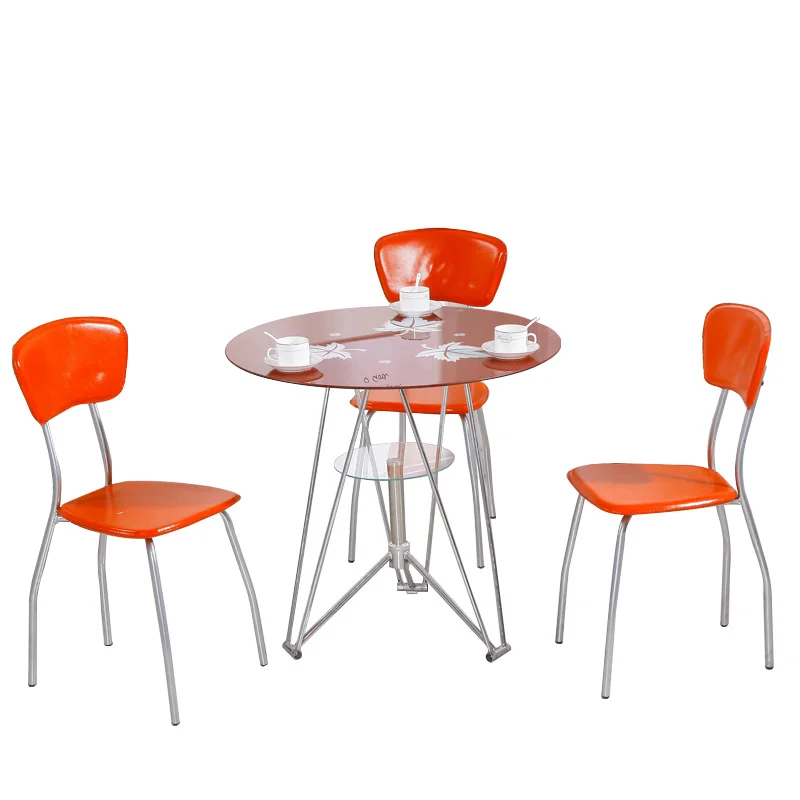 

Simple toughened glass round table balcony leisure small table coffee table round negotiation table reception table and chai