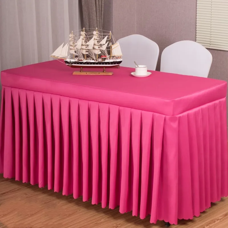 S Синтетическая однотонная плотная ткань прямоугольная юбка для стола офисная Скатерть для свадьбы - Цвет: S