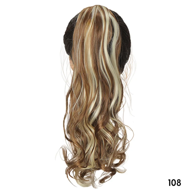 MSTN 24 Inches Long Synthetic Straight Ponytails for Women Natural Clip In Ponytail Hair Extension Hairpieces Blonde Fake Hair 0019-108