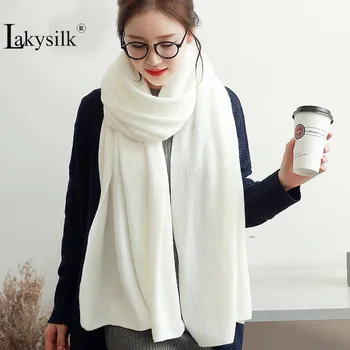 

Women White Winter Scarf Solid Knitted Warm Long Pashmina Wraps Shawls Ladies Girls Head Neck Snood Scarves Black grey red