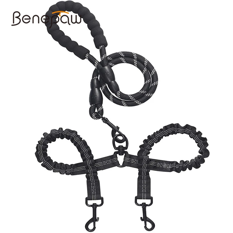 Двойной поводок для собак Benepaw вращающийся на 360 градусов без запутывания