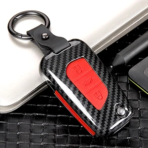 carbon red Горячая углеродного волокна ABS 3 автомобильный ключ с кнопкой держатель чехол Корпус для Toyota Rav4 Prius Camry COROLLA avensis - Название цвета: carbon red